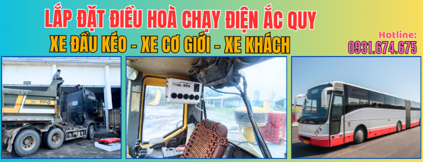 Lắp  bộ điều hoà chạy ắc quy 